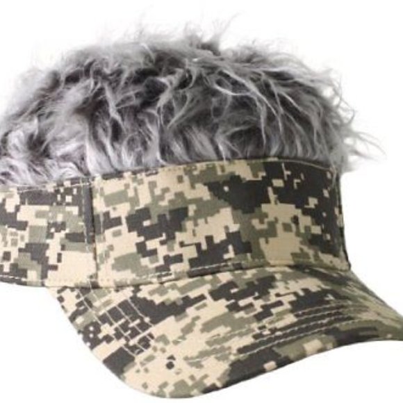 Flair Hair Camo Visor with Gray Hair - Picture 1 of 2